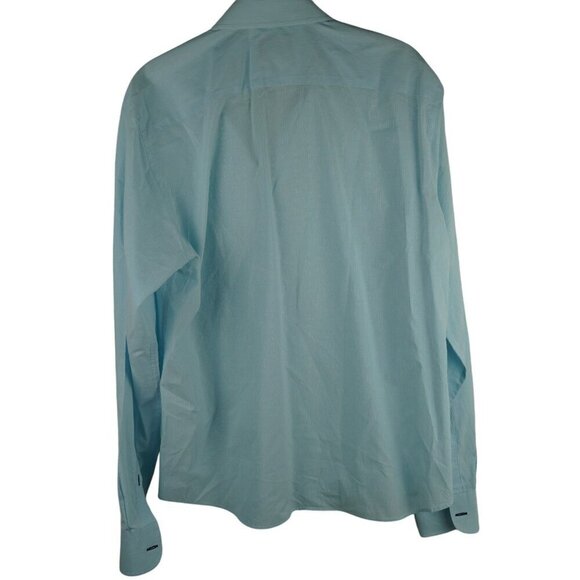 Mens Untuckit Piccolo M Light Blue Striped Button-Up Shirt 90% Cotton 10%‎ Linen - Picture 4 of 6